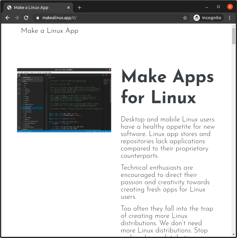 makealinuxapp site