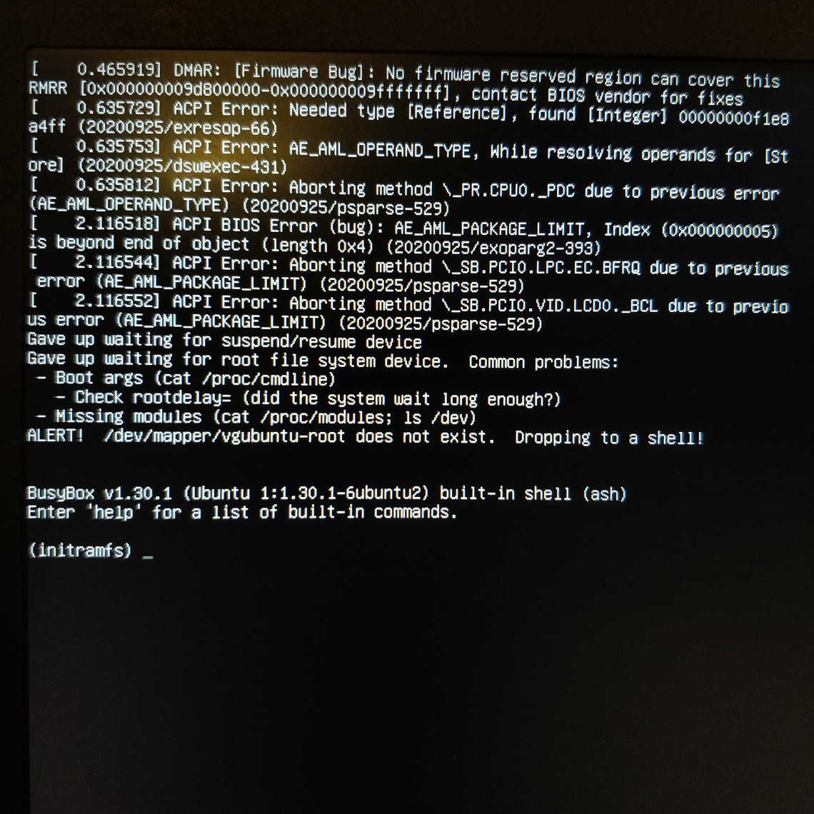 initramfs prompt