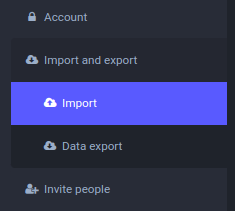 Mastodon import menu item