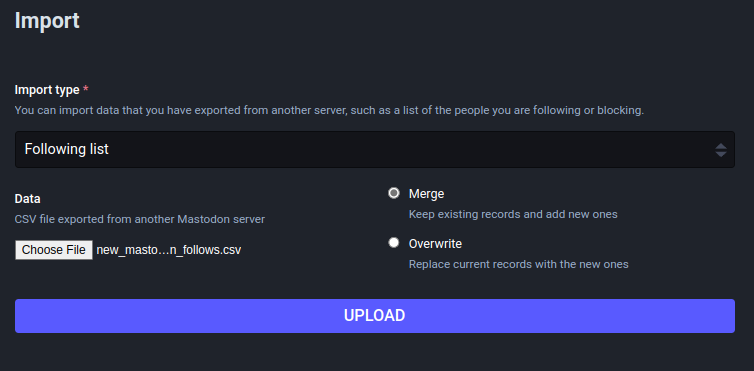 Mastodon import following list